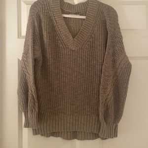 green oversized v-neck sweater